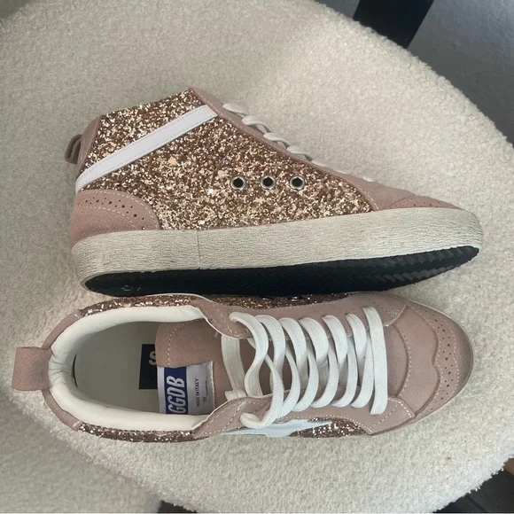 Golden Goose Mid Star Pink Rose Gold Glitter Sneakers - Picture 5 of 8